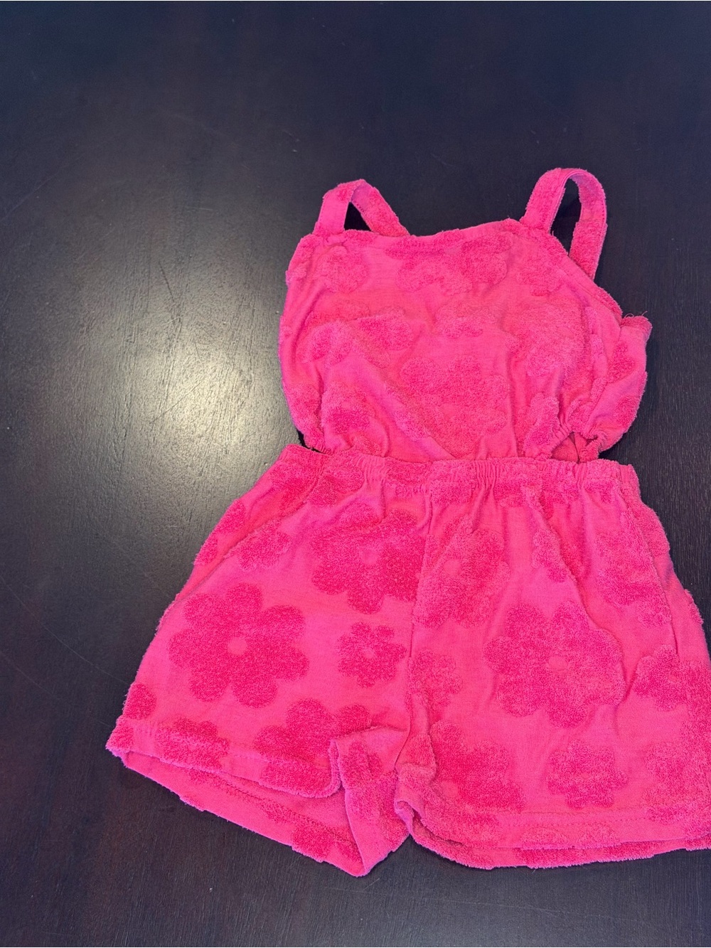 Vince Camuto Hot Pink Floral Terry Romper for Girls